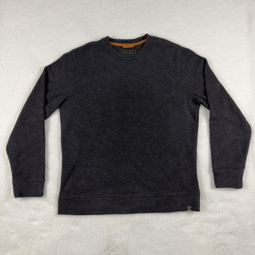 Jachs NY Mens Charcoal Gray Heather Fleece Crewneck Sweatshirt Large L